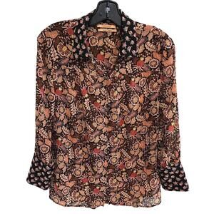 Scotch & Soda L'Amour Toujours Sheer Women's Floral Button-Up Blouse - M